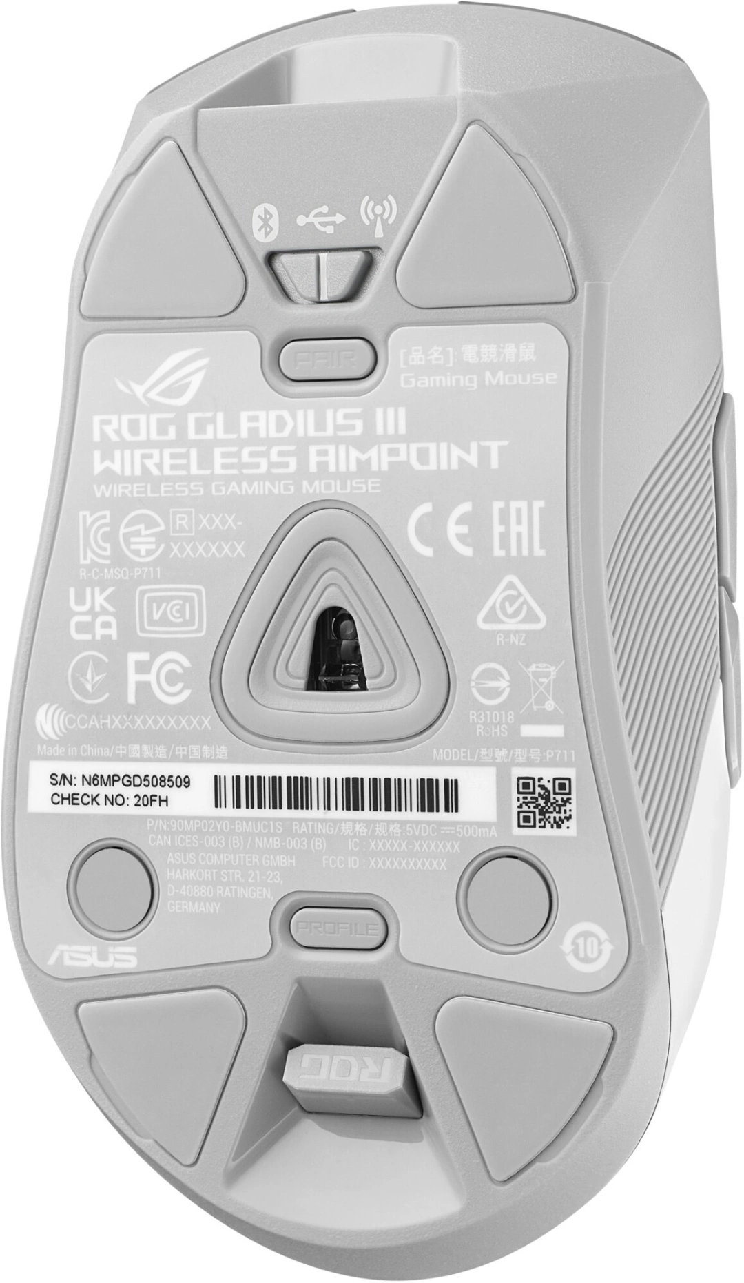 ASUS ROG Gladius III Wireless Aimpoint, bílá