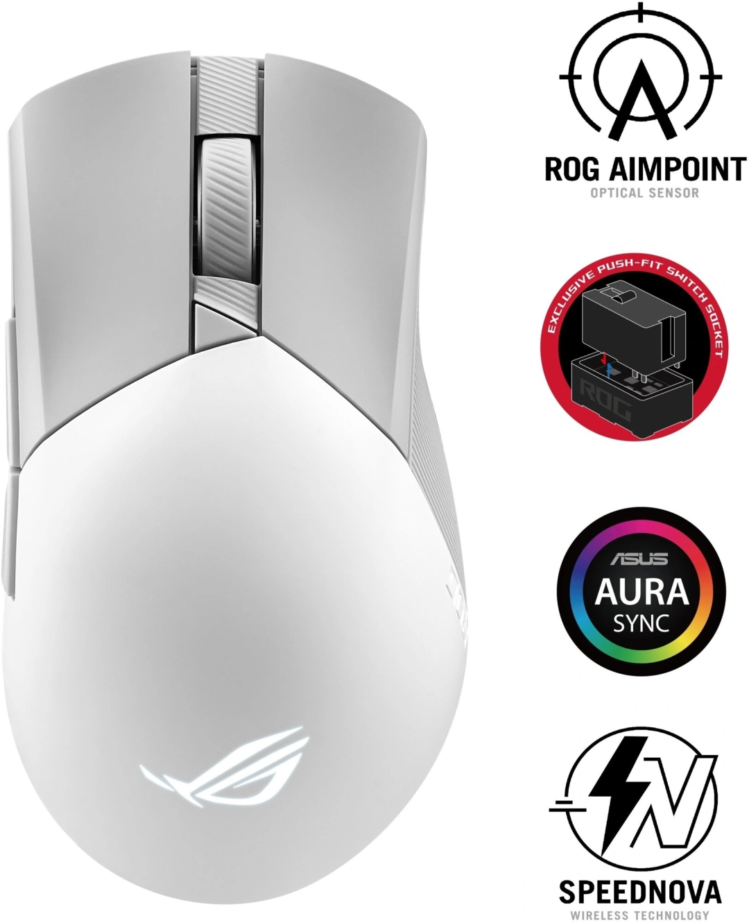 ASUS ROG Gladius III Wireless Aimpoint, bílá