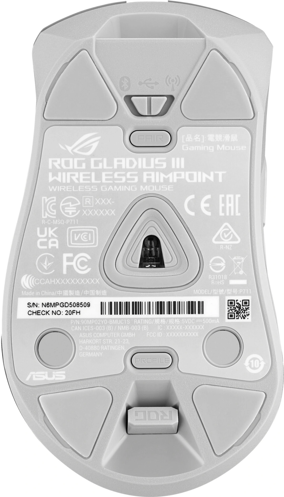 ASUS ROG Gladius III Wireless Aimpoint, bílá