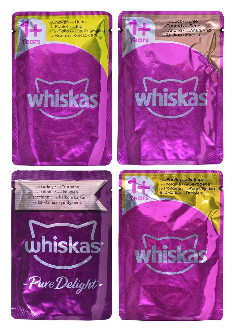 WHISKAS Brambory pro dospělé 40x85g Drůbež Příchutě