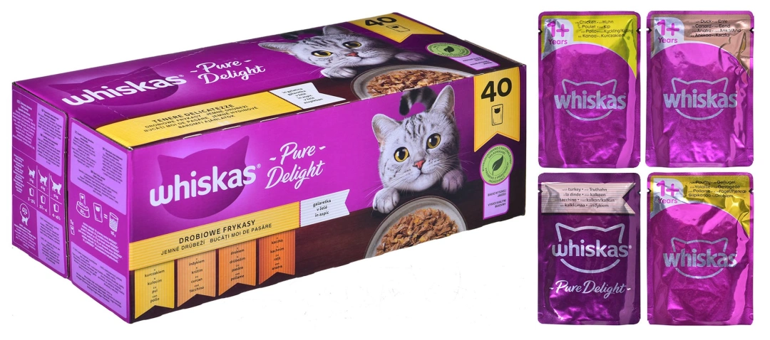 WHISKAS Brambory pro dospělé 40x85g Drůbež Příchutě