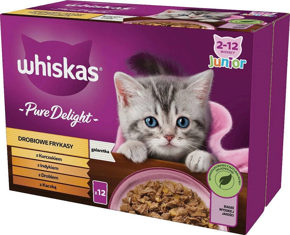 Whiskas Drobiowe Rykasy v želé - vlhké krmivo pro koťata - sáček - 12x85 g