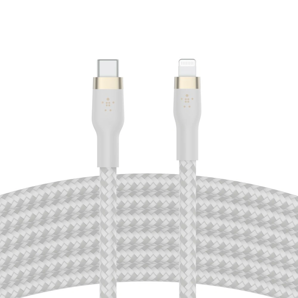 Belkin USB-C kabel s lightning konektorem, 1m, bílý - odolný PRO Flex