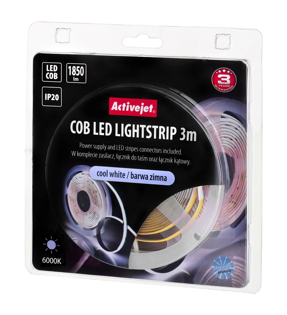 3m COB LED pásek s napájením studená barva IP20