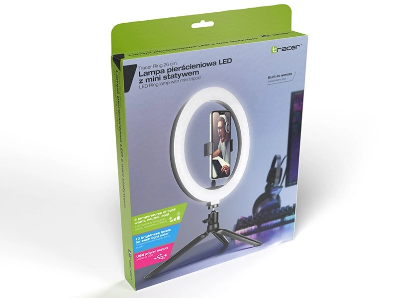 Tracer LED Ring Lamp, mini tripod