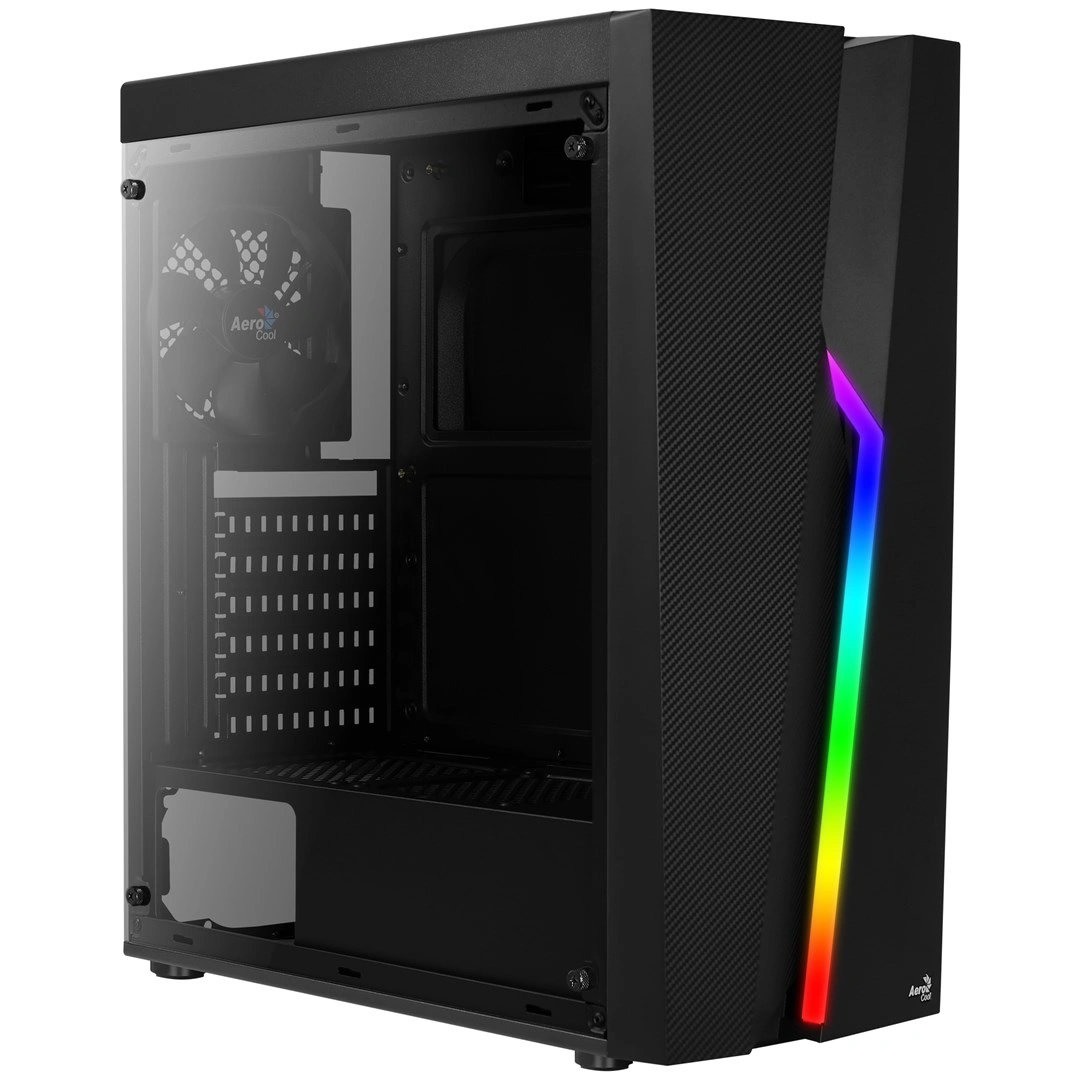 Aerocool ML G Bolt-A-BK-v1, skříň Mid Tower, ATX, bez zdroje, 2xUSB 2.0, 1xUSB 3.0, černá, RGB