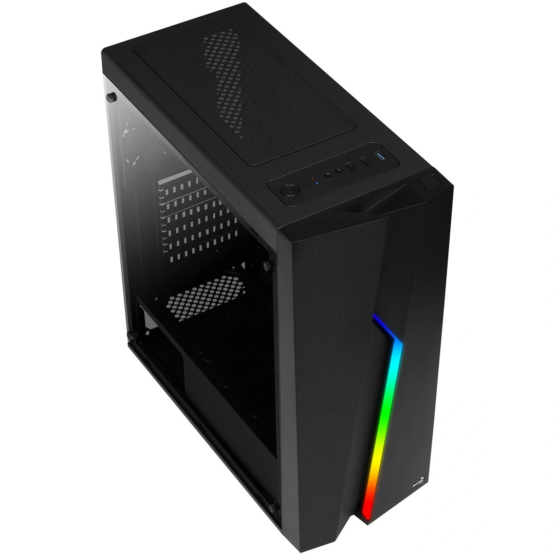 Aerocool ML G Bolt-A-BK-v1, skříň Mid Tower, ATX, bez zdroje, 2xUSB 2.0, 1xUSB 3.0, černá, RGB