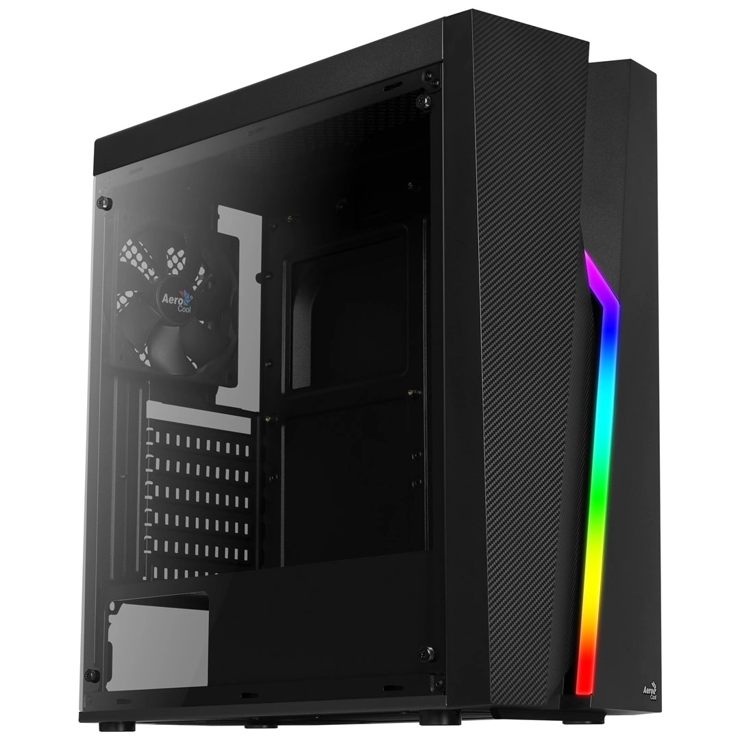 Aerocool ML G Bolt-A-BK-v1, skříň Mid Tower, ATX, bez zdroje, 2xUSB 2.0, 1xUSB 3.0, černá, RGB