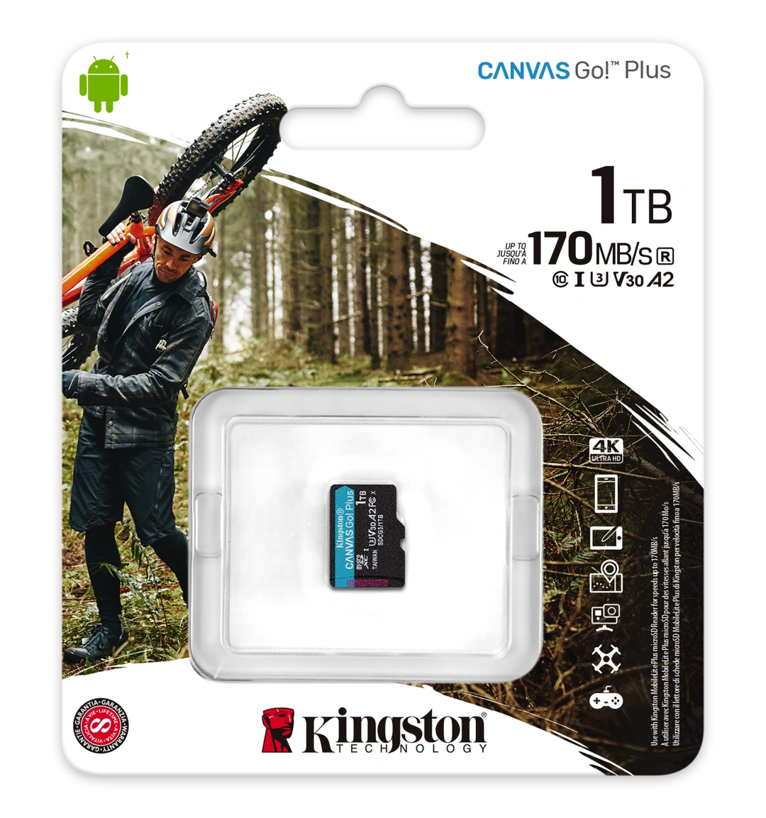 KINGSTON 1TB microSDXC Canvas Go Plus 170R A2 U3 V30 Single Pack w/o ADP