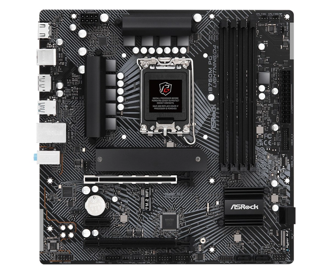 ASRock B760M Phantom Gaming Lightning/D4 / Intel B760 / LGA1700 / 4x DDR4 / 2x M.2 / HDMI / DP / USB