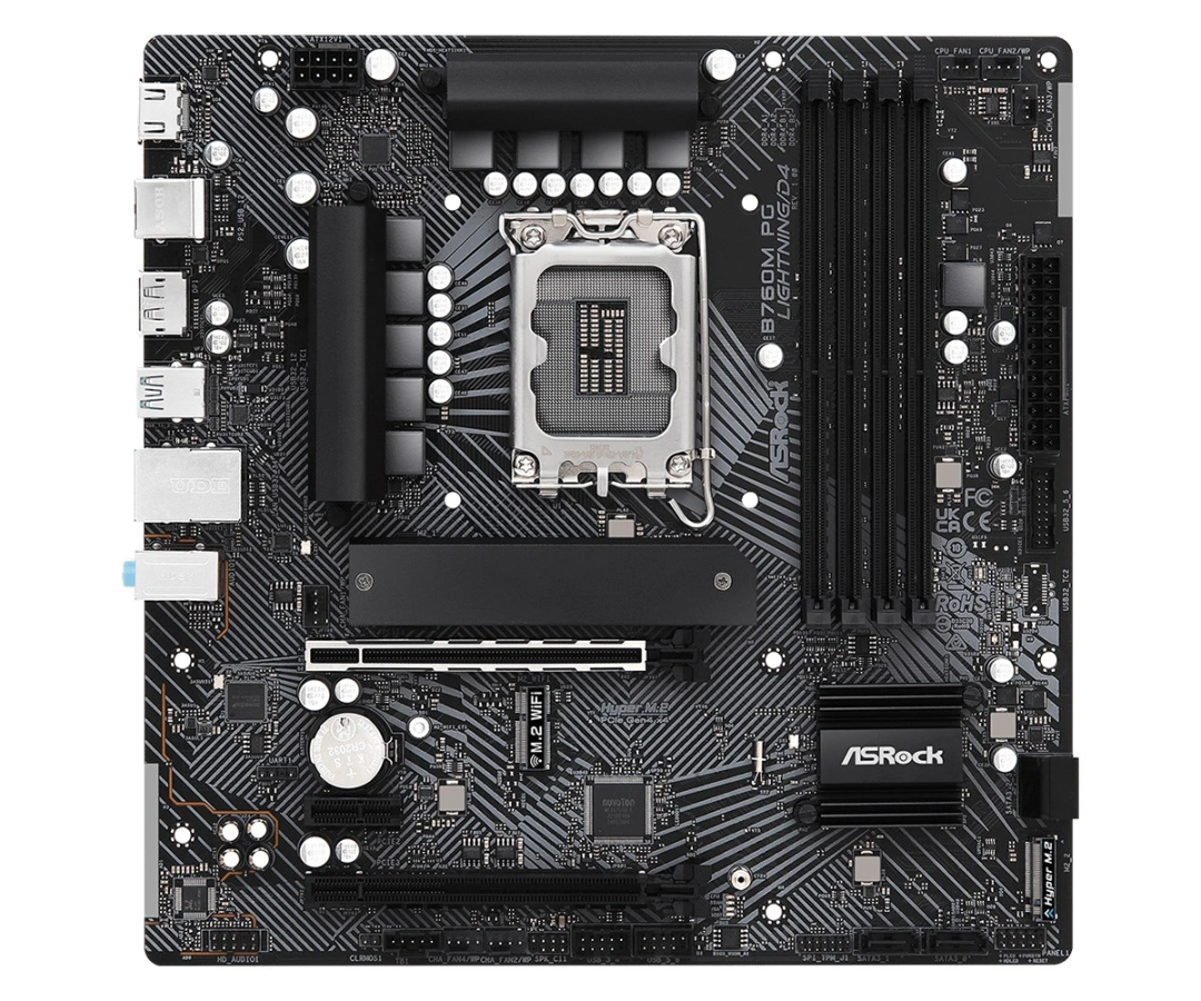 ASRock B760M Phantom Gaming Lightning/D4 / Intel B760 / LGA1700 / 4x DDR4 / 2x M.2 / HDMI / DP / USB