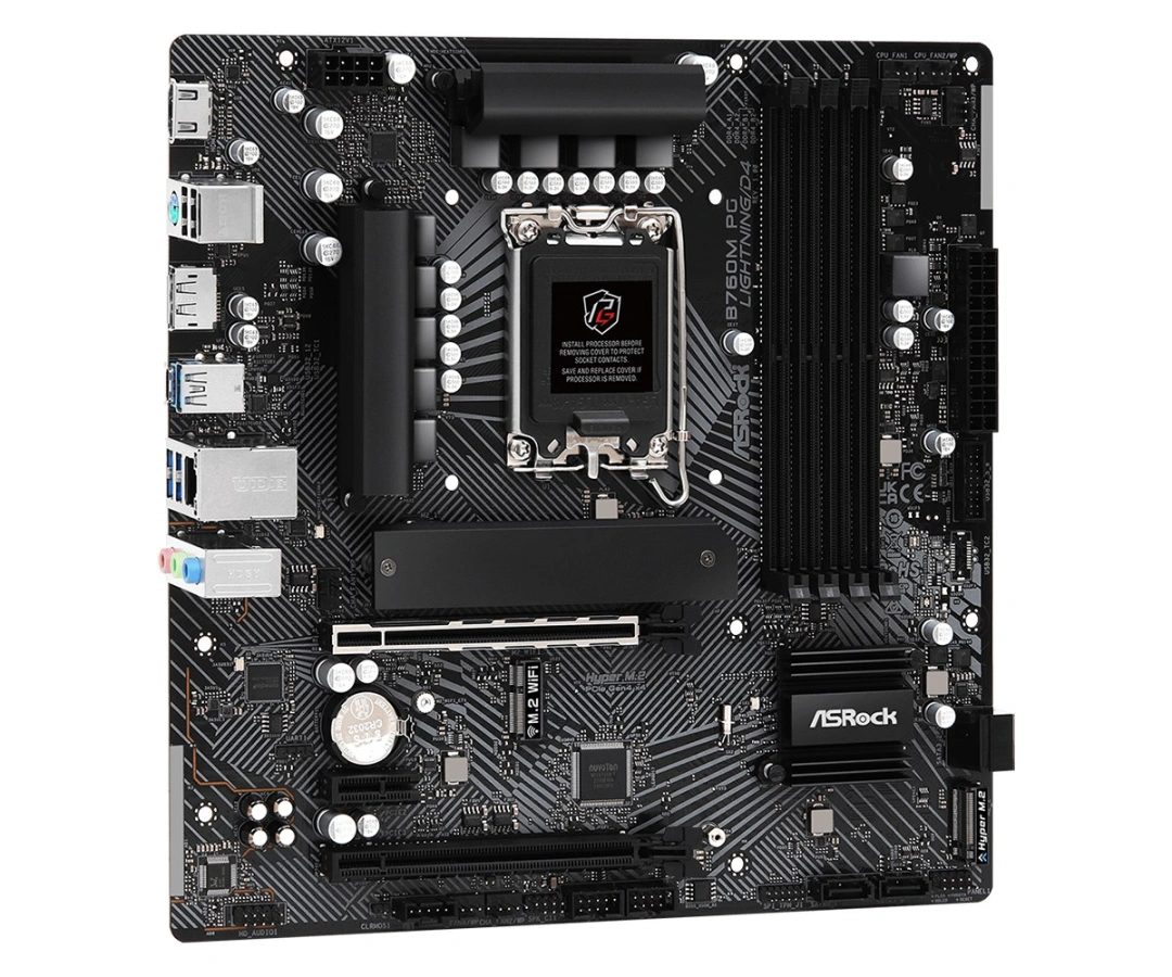 ASRock B760M Phantom Gaming Lightning/D4 / Intel B760 / LGA1700 / 4x DDR4 / 2x M.2 / HDMI / DP / USB