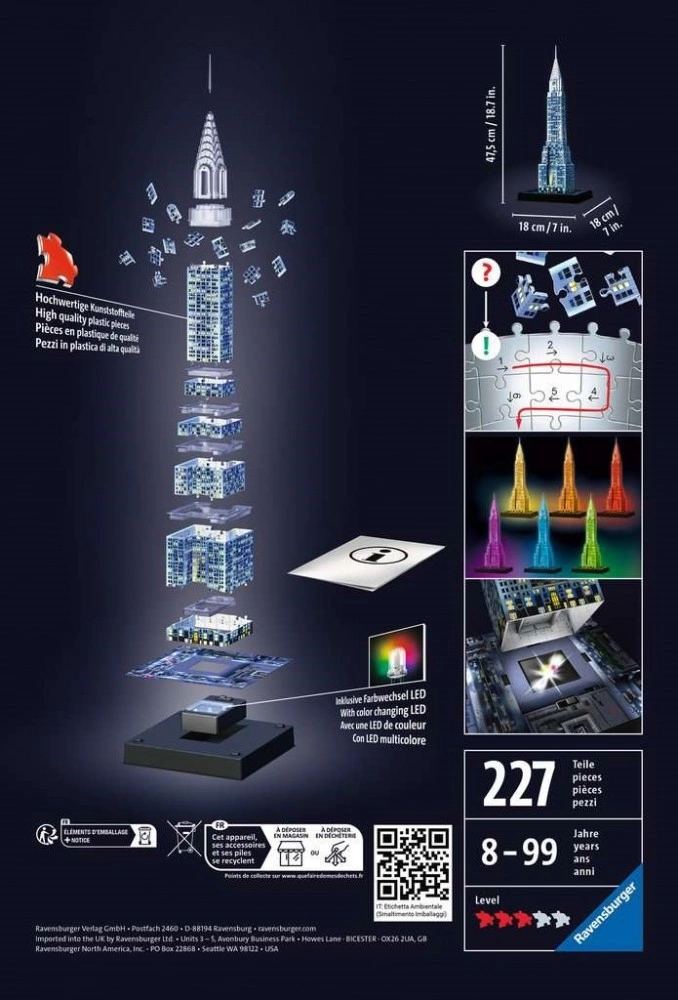 Ravensburger Svítící 3D puzzle Noční edice Chrysler Building 216 dílků