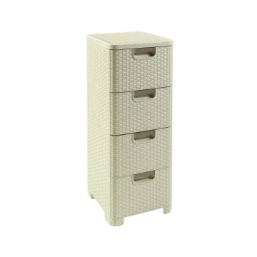 CURVER BOOKCASE WITH 4 DRAWERS 4x14L /CREAM