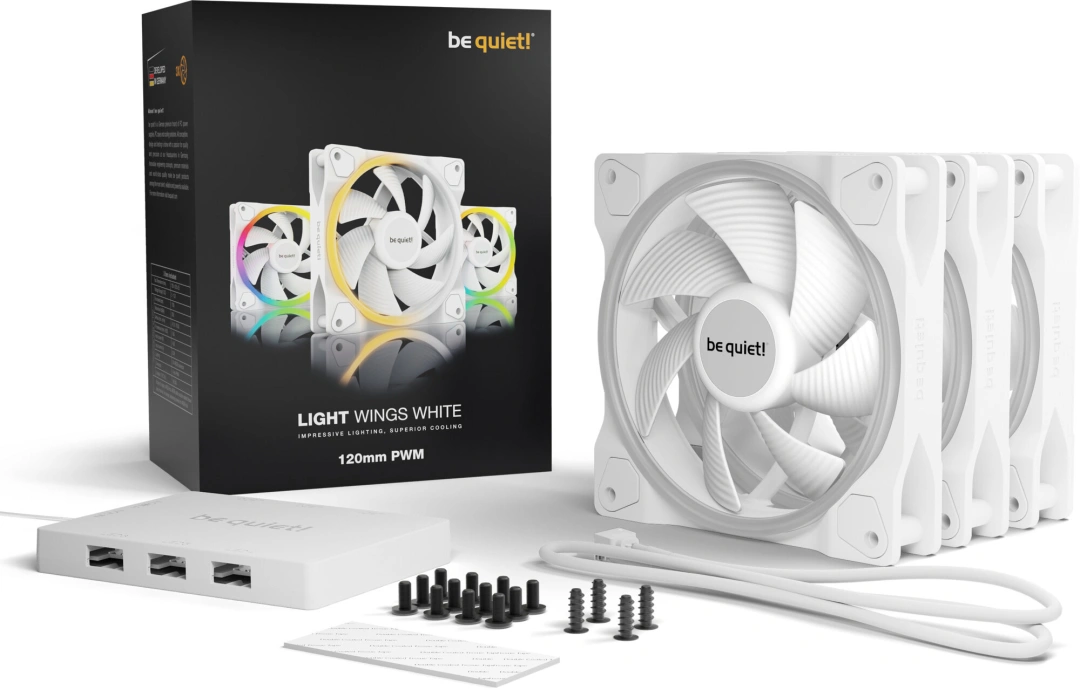 Be quiet! LIGHT WINGS White, PWM, 120mm, Triple-Pack