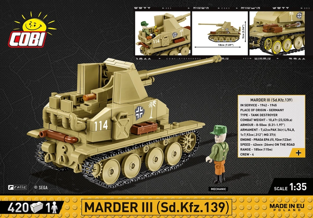 Cobi 3050 COH Marder III Sd. Kfz. 139, 1:35, 420 k, 1 f