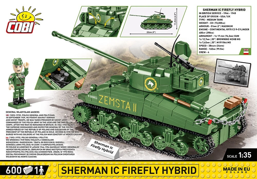 Cobi 2276 II WW Sherman Ic Firefly Hybrid, 1:35, 608 k, 1 f