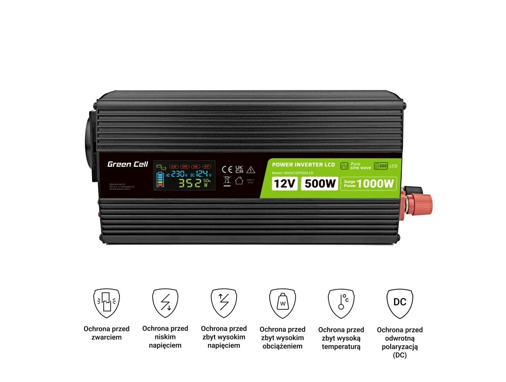 Green Cell PowerInverter LCD 12V 500W/1000W