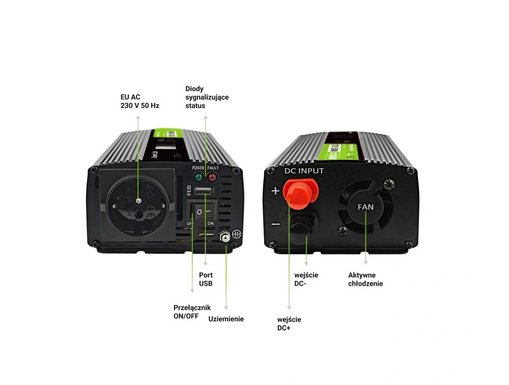 Green Cell PowerInverter LCD 12V 500W/1000W