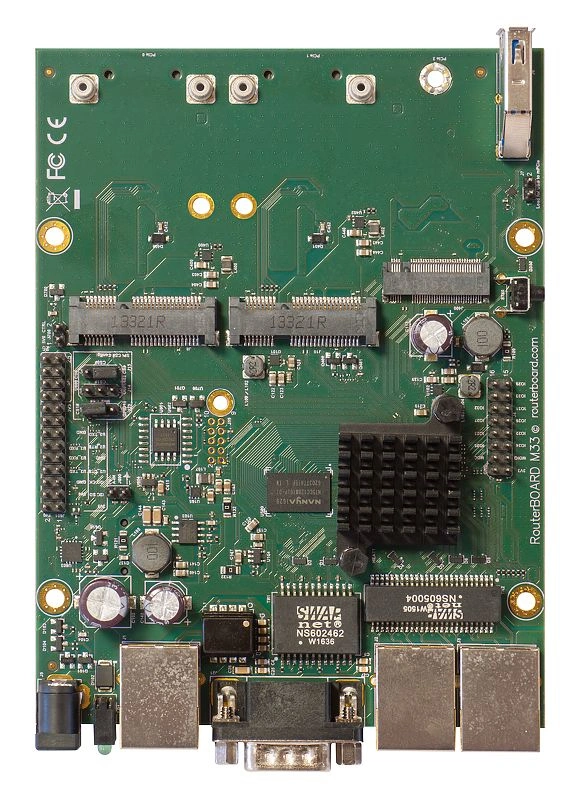 Mikrotik RouterBOARD RBM33G 256MB RAM, 2x 880 MHz, 2x miniPCI-e, 1x M.2 slot, 2x SIM slot, 3x LAN, L