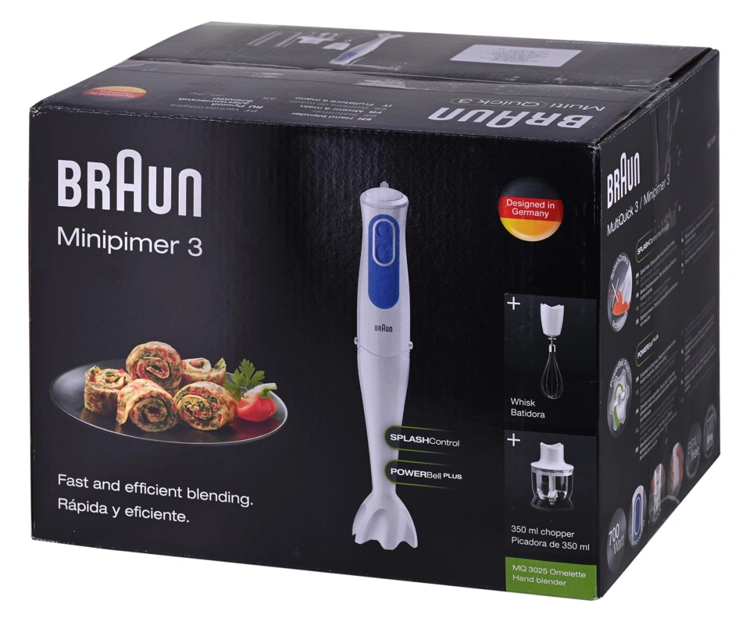 Braun Ruční mixér BRAUN, drtič omelet, MQ3025WH, bílý a modrý