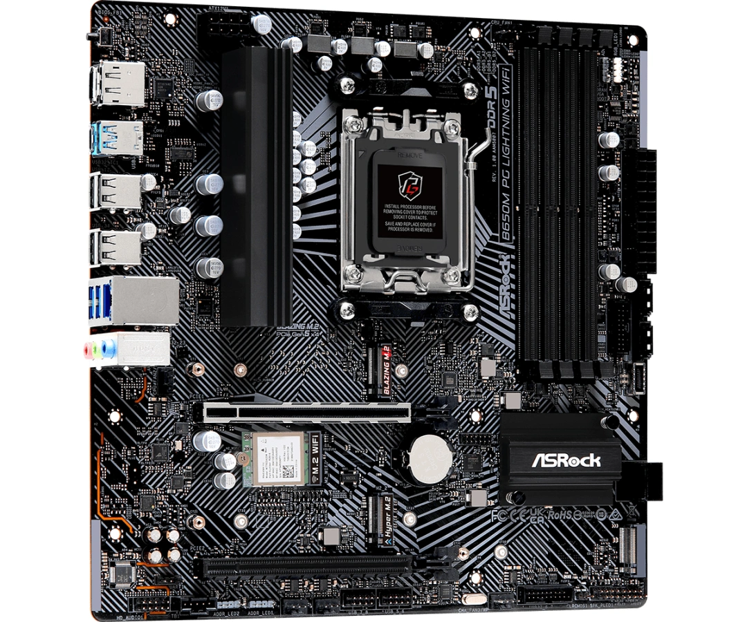 ASRock B650M PG LIGHTNING WIFI / AMD B650 / AM5 / 4x DDR5 DIMM / 3x M.2 / HDMI / DP / USB-C / WiFi /