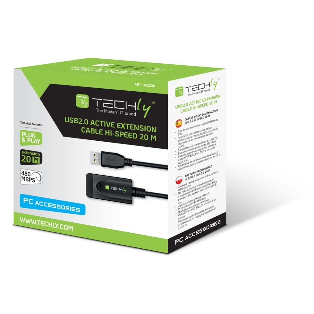 Techly Trans. Usb 2.0 A-A 20M Aktivní