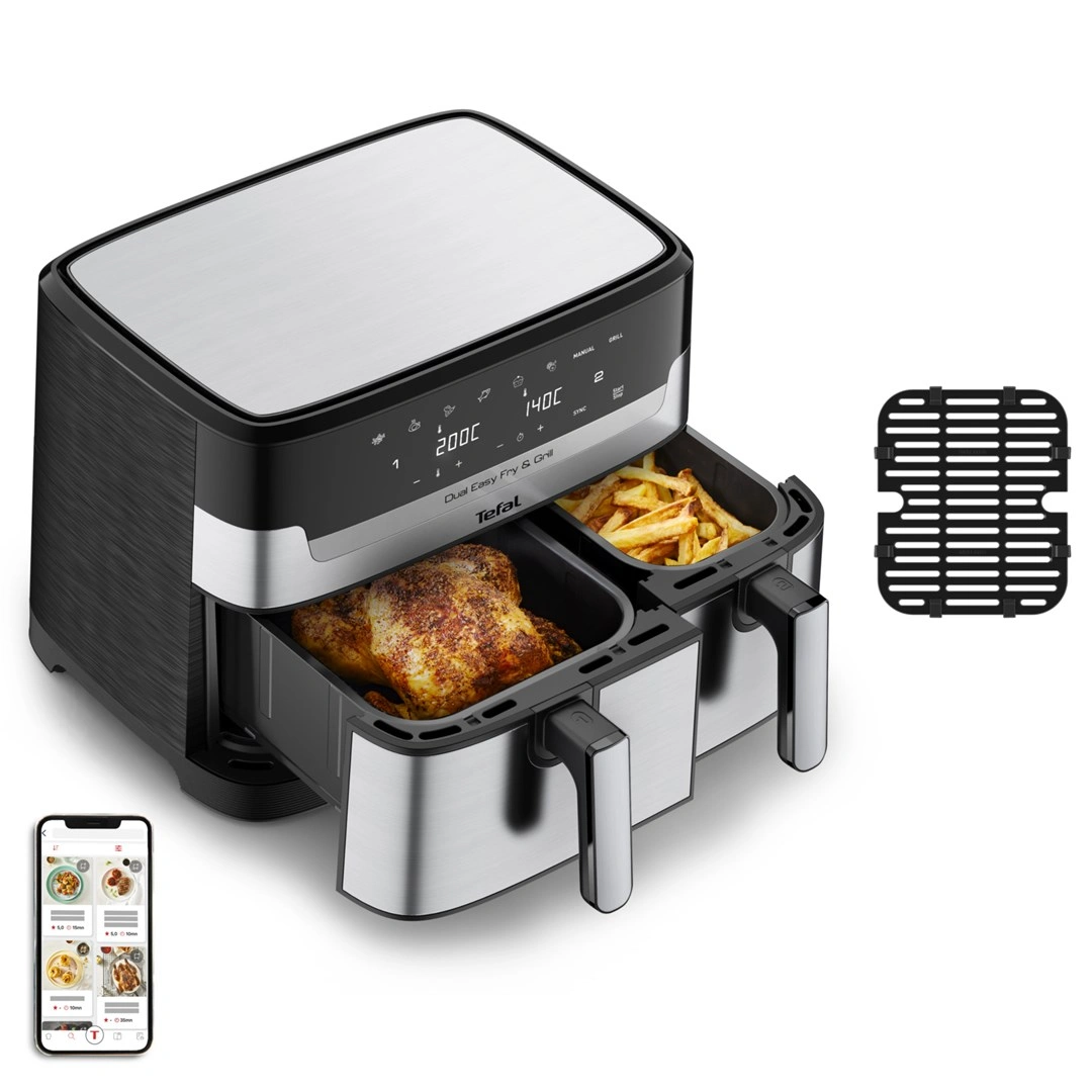 Tefal EY905D10 Dual Easy Fry & Grill, černá/nerez