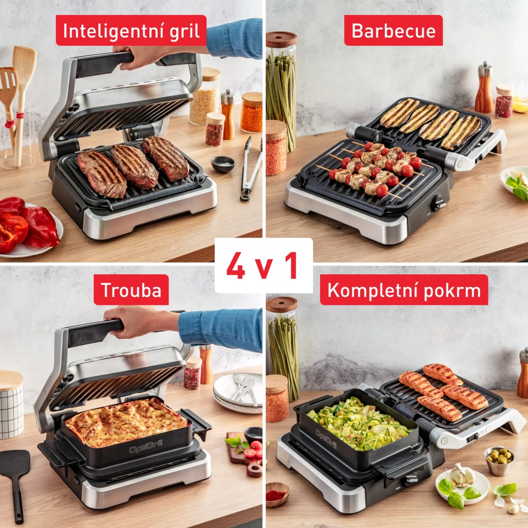 Tefal OptiGrill 4v1 GC774D30 nerez, Elektrický gril