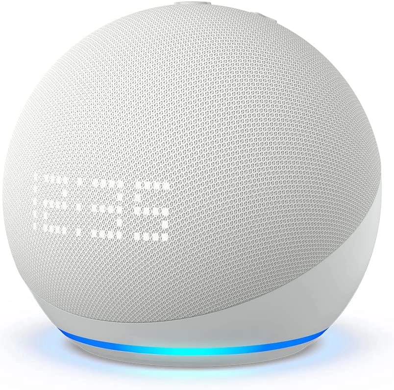 Amazon Echo Dot 5. generace s hodinami Glacier White