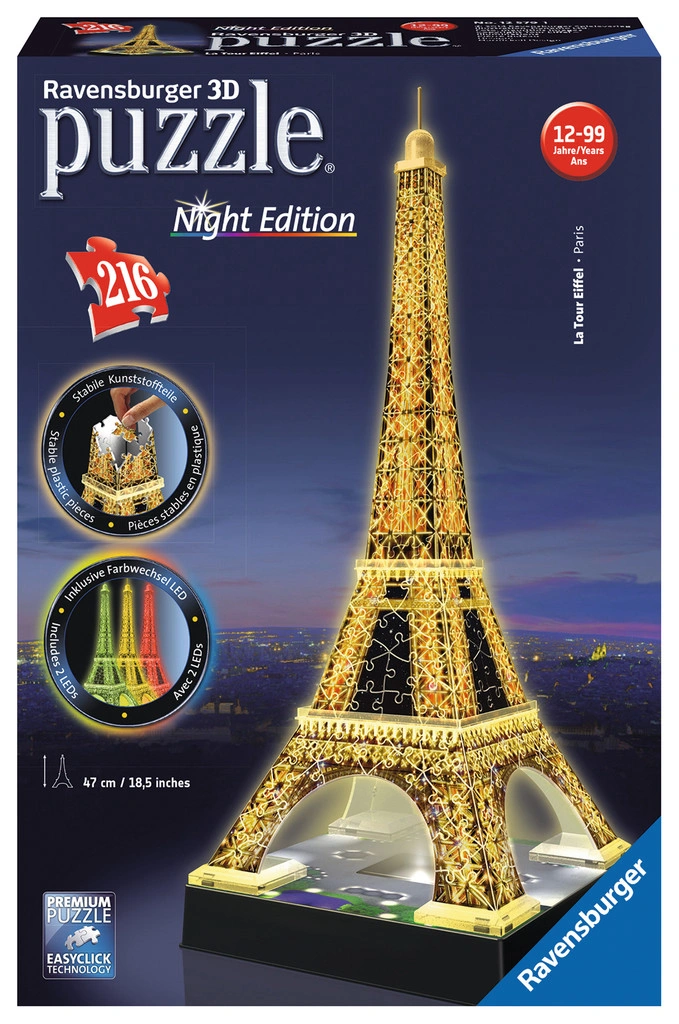 Ravensburger Eiffelturm bei Nacht