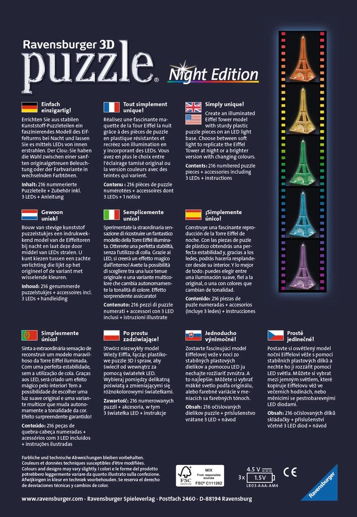 Ravensburger Eiffelturm bei Nacht