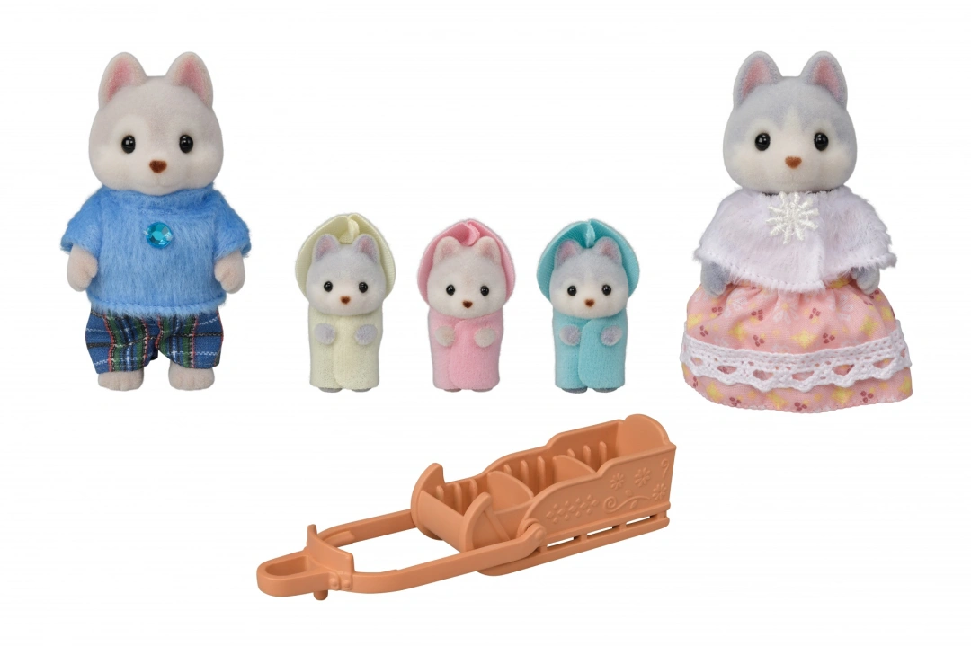 Sylvanian Families Rodina Husky s trojčaty