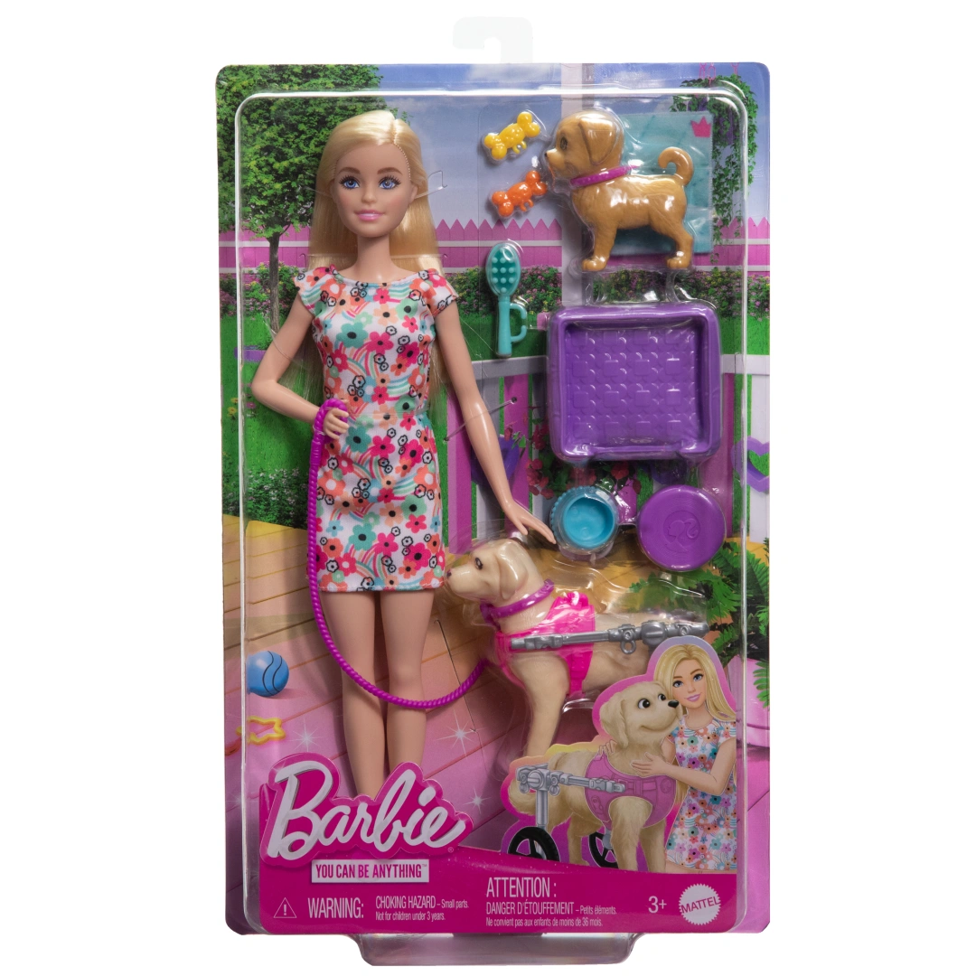 Mattel Barbie Panenka a pejsek s invalidním vozíčkem HTK37