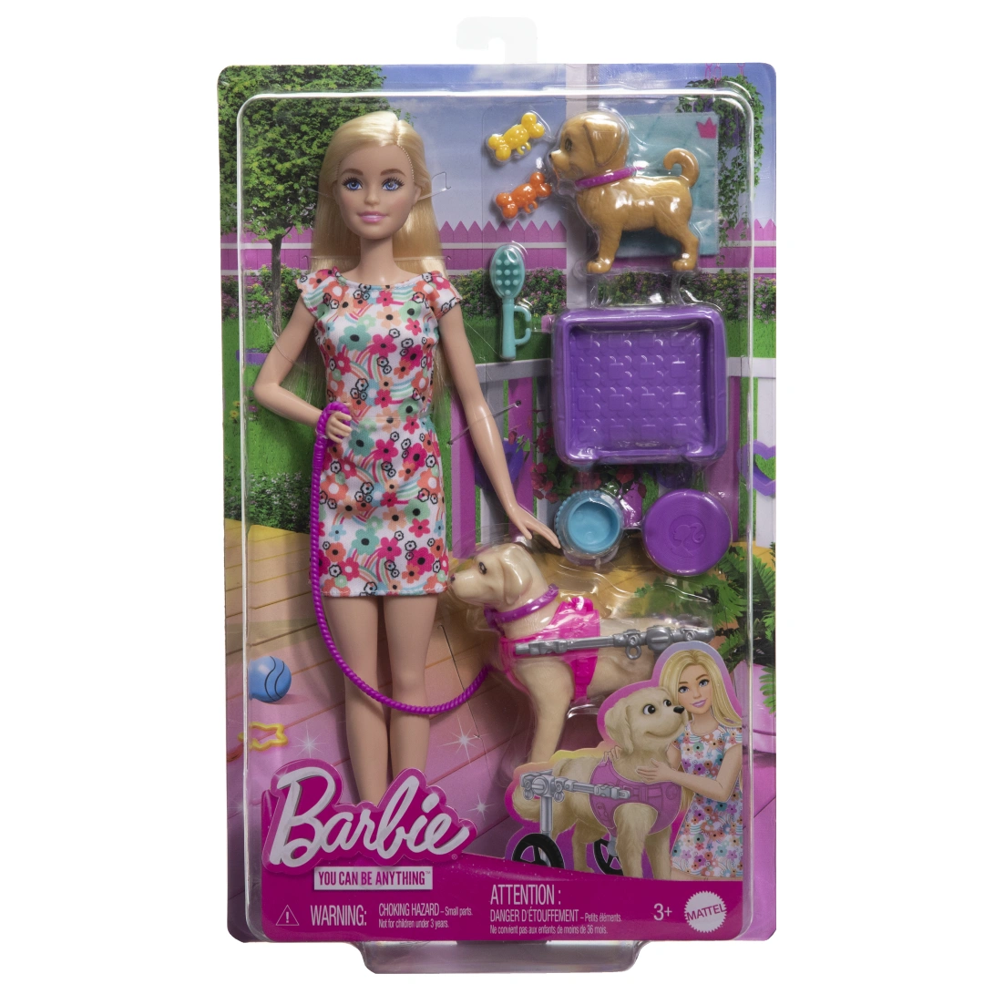 Mattel Barbie Panenka a pejsek s invalidním vozíčkem HTK37