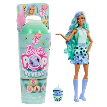 Mattel Panenka Barbie Pop Reveal Barbie bubble tea zelený čaj, doplňky s 8 překvapeními, voňavé HTJ18