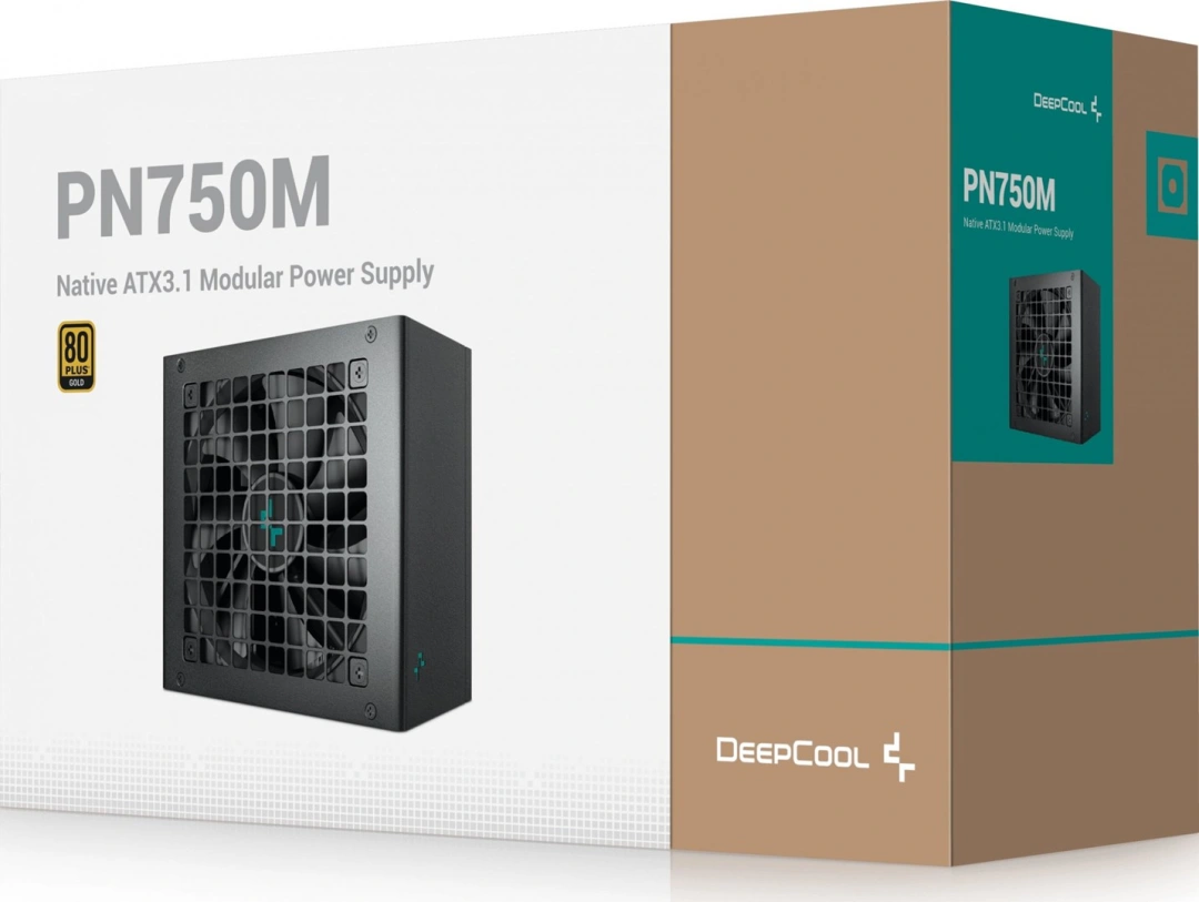 DeepCool PN 80+Gold napájecí zdroj (Modulární kabel) EU PLUG ATX 3.1 (R-PN750M-FC0B-EU)