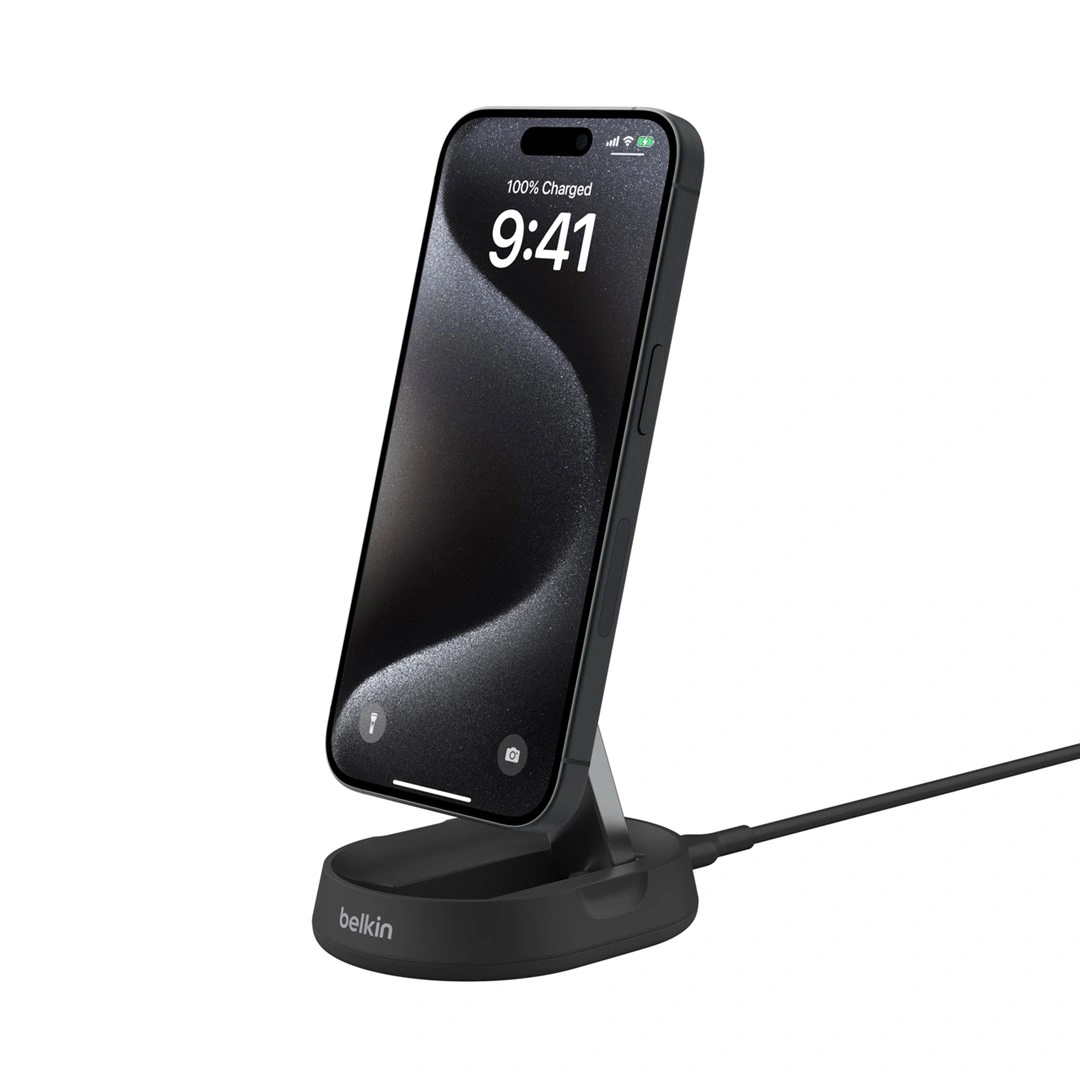 Belkin BOOST CHARGE PRO konvertibilní Qi2 15W magnetický nabíjecí stojan, černá