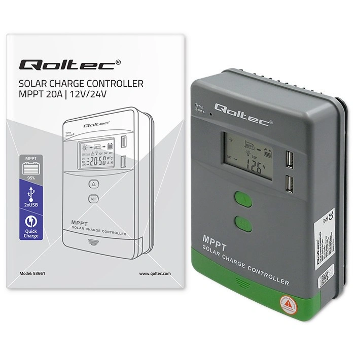 Qoltec Solar MPPT regulátor nabíjení s Qoltec Solar MPPT Charge Controller with Temperature Sensor 2