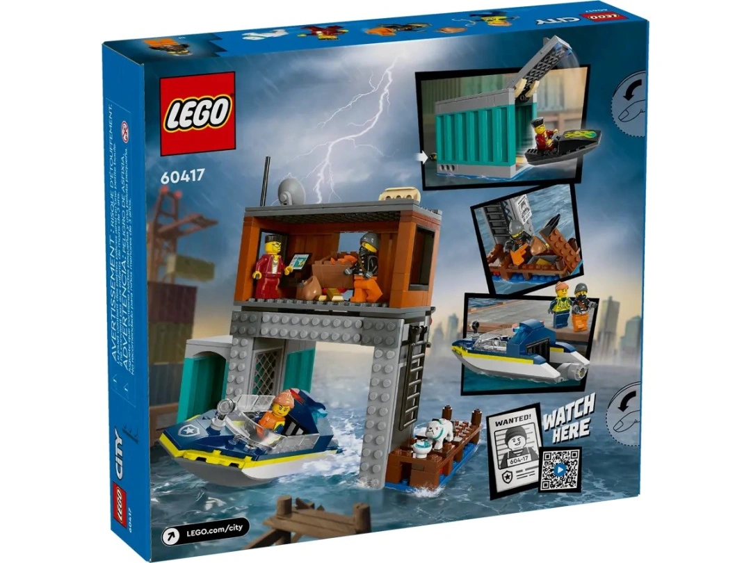 LEGO CITY 60417 Policejní motorový člun a úkryt zločinců