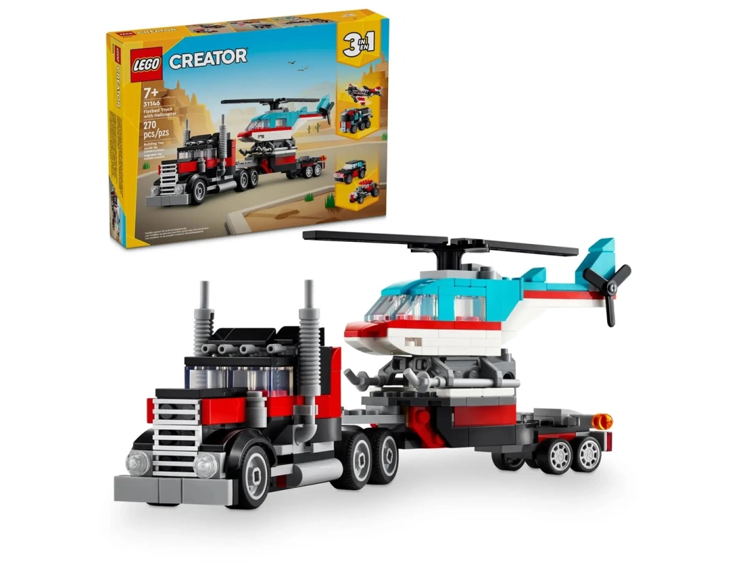 LEGO Creator 31146 Náklaďák s plochou korbou a helikoptéra