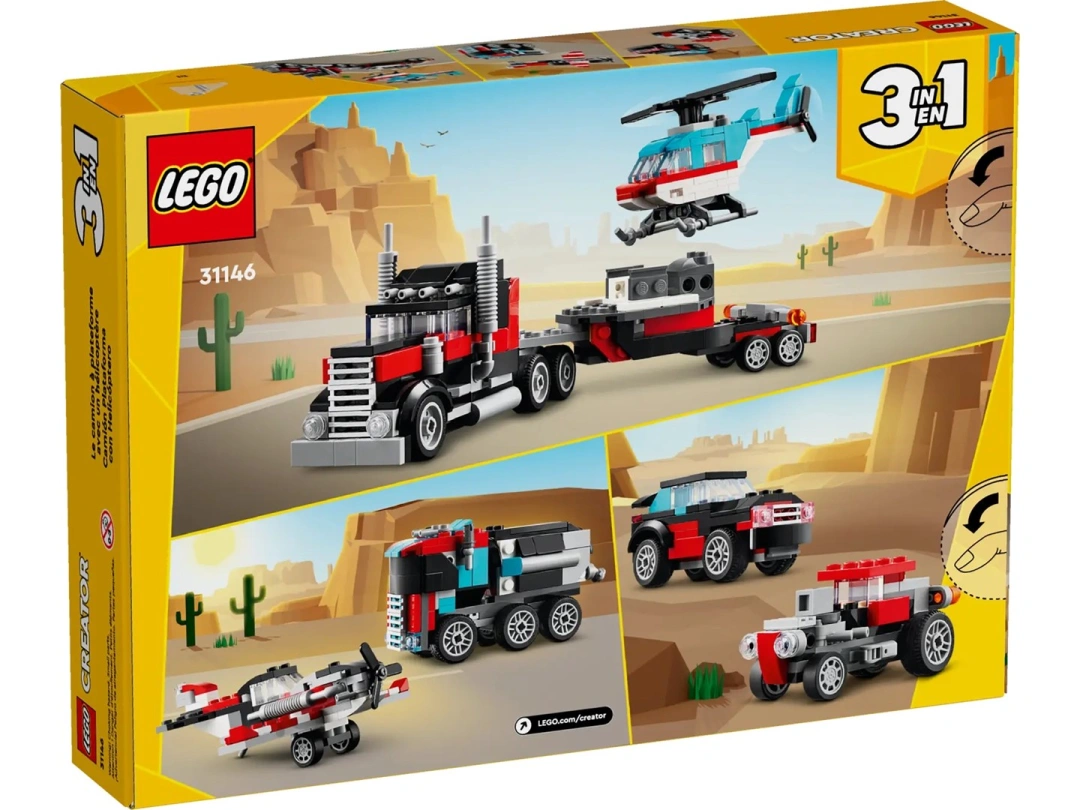 LEGO Creator 31146 Náklaďák s plochou korbou a helikoptéra