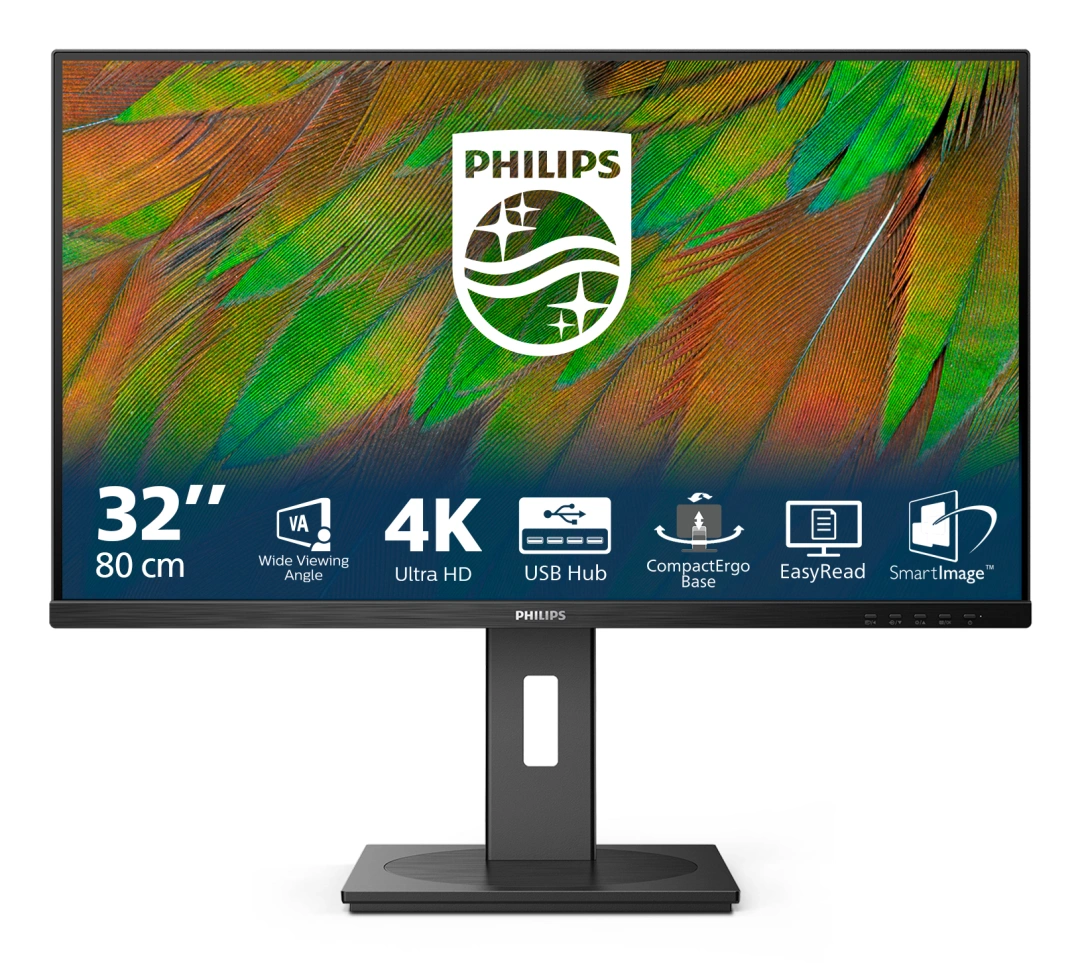 Philips LCD 32B1N3800 31,5" VA 4K/3840x2160@60Hz/4ms/350cd/HDMI/DP/4xUSB/Repro/Pivot/HAS/VESA