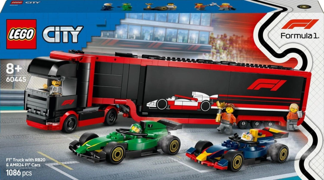 LEGO City 60445 Kamion F1 s vozy F1 RB20 a AMR24