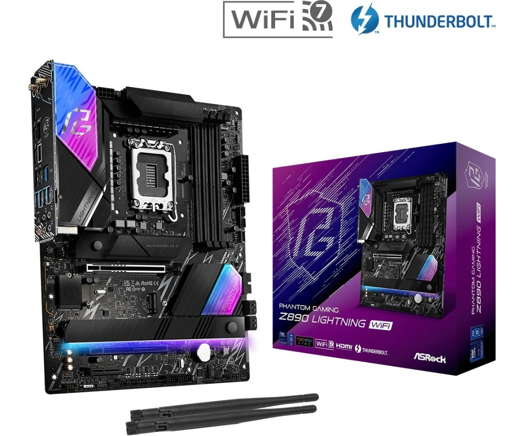 ASRock Z890 Lightning WiFi / Intel Z890 / LGA1851 / 4x DDR5 / 4x M.2 / HDMI / 2x Thunderbolt 4 / WiF