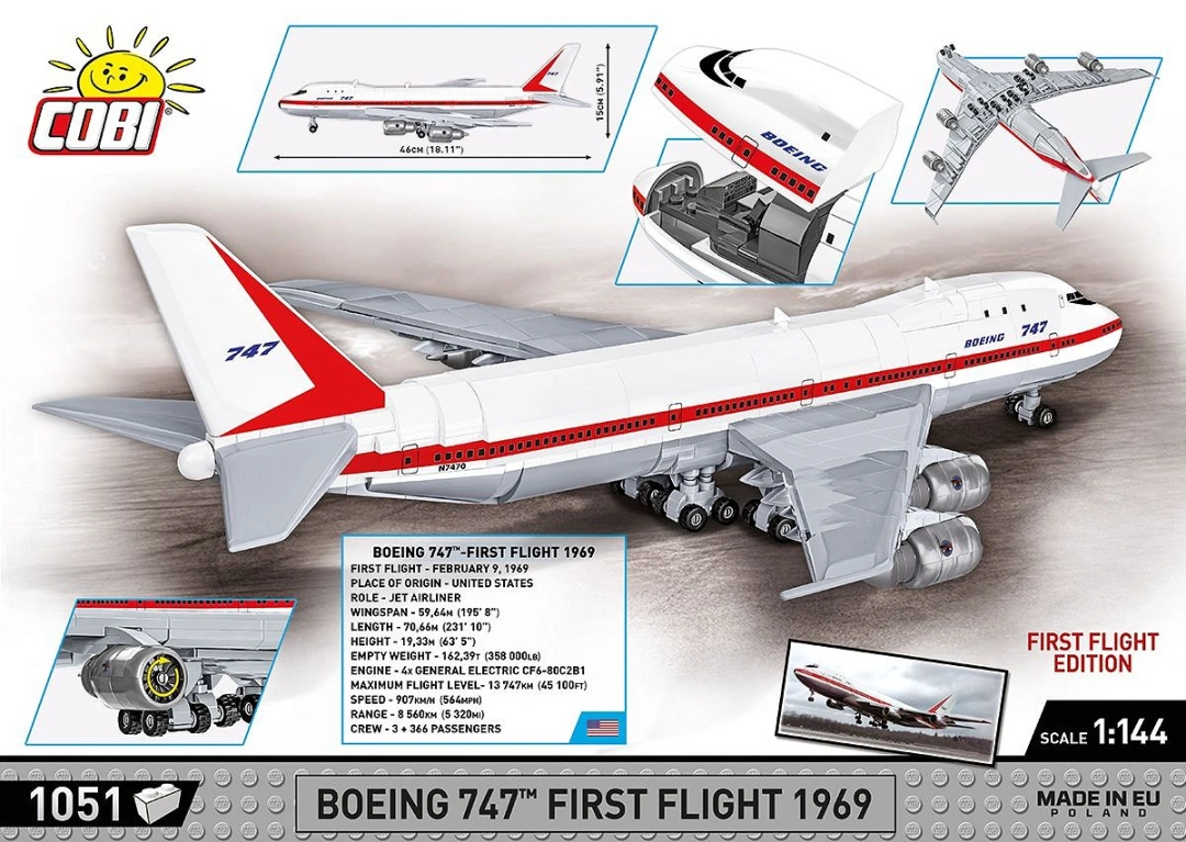 Cobi 26609 Boeing 747 First Flight 1969, 1:144, 1051 k