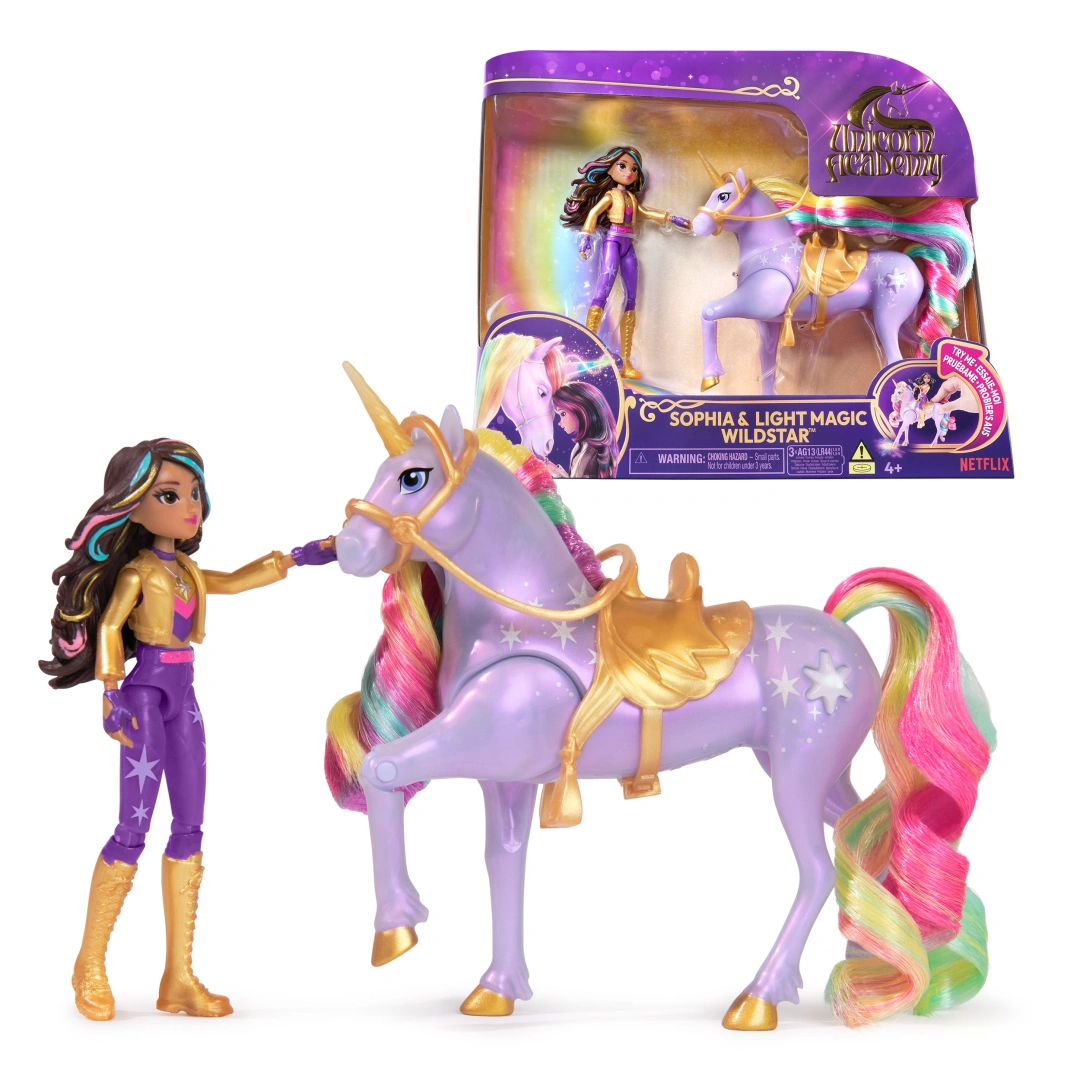 Spin Master Unicorn Academy Světelný jednorožec a figurka 11 cm Sophia a Wildstar