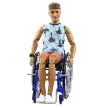 Mattel Barbie Model Ken na invalidním vozíku v modrém kostkovaném tílku -195 HJT59