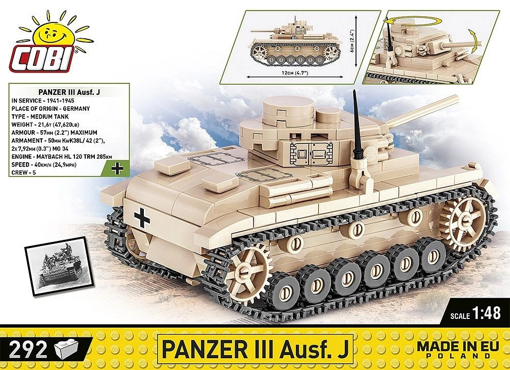 Cobi 2712 II WW Panzer III Ausf J, 1:48, 292 k