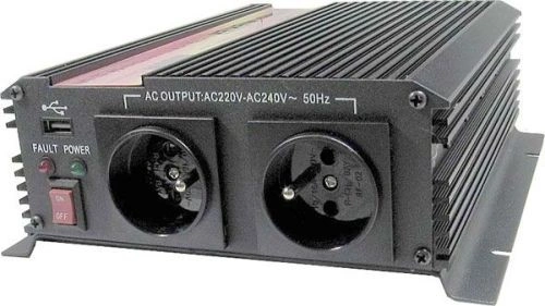 Měnič napětí Carspa CAR1KU-12 12V/230V+USB 1000W, modifikovaná sinus